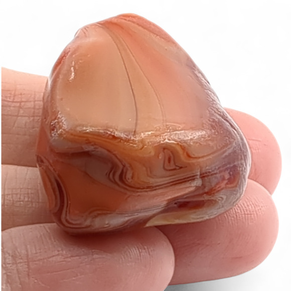 Carmel Coffee Cranberry Swirl Art Glass Pocket Stone Slag Tumbled Cullet #4S95 - Picture 5 of 6